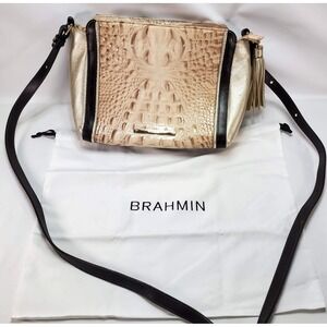 Brahmin‎ Crossbody Leather Crossbody Purse Beige Tan Croc Alligator Design